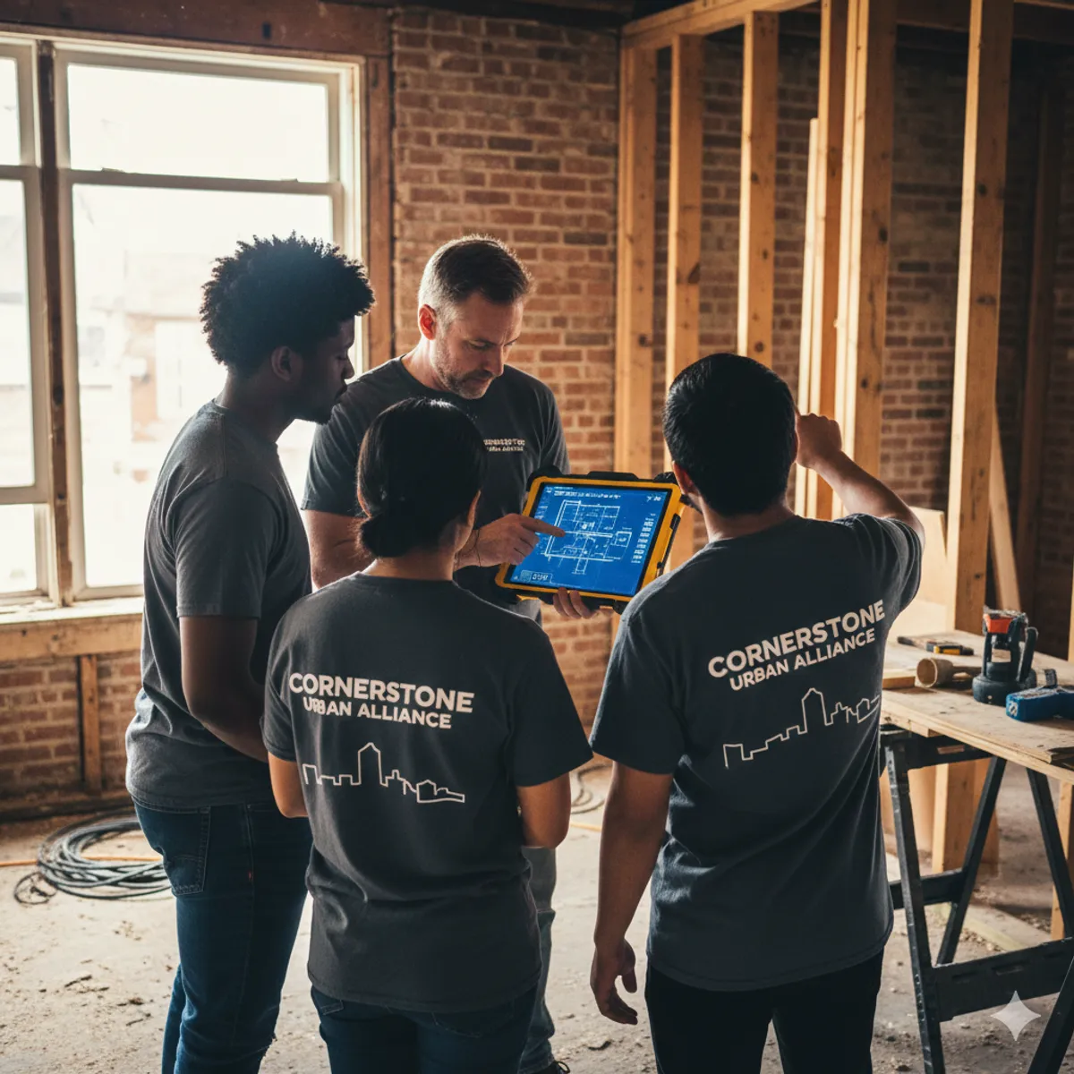 Man and woman exercising with large tire.